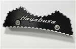 Hayabusa Custom Black Anodized 3D Silver Engraved Front Center Tank Pad Frame Cover w/Ball Cut Edges