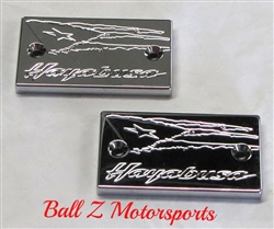 Chrome PR flag & Hayabusa Engraved Brake & Clutch Reservoir Caps