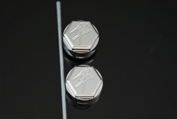 Hayabusa Chrome 3D Hex Kanji Engraved Front Axle Caps w/Smooth Edges