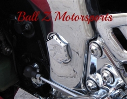 Chrome Ball Cut Hex Kanji Engraved Swingarm Bolt Frame Covers