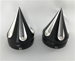 Black/Silver Grooved Spiked 30mm Fork Caps