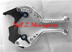 SV650 Short Silver Adjustable PAZZO Brake & Clutch Lever Set w/Blue Adjusters
