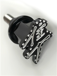 1PC Hayabusa Custom 3D Black/Silver Engraved & Ball Cut Large Center & Tail Fairing Bolt w/Stainless Steel Threads
