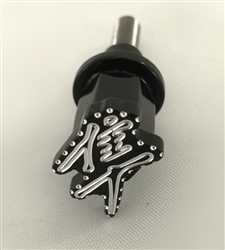 1PC Hayabusa Custom 3D Black/Silver Engraved & Ball Cut Large Center & Tail Fairing Bolt w/Stainless Steel Threads