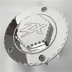 Custom Chrome ZX14 ZX10 Z1000 3D Hex Engraved Gas Cap Fuel Lid w/Ball Cut Edges