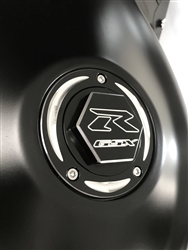 Suzuki 3 Hole Custom 3D Hex Black/Silver Engraved Fuel/Gas Cap w/Ring Cut Edges