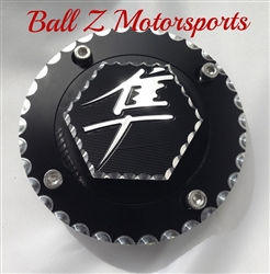 99-07 Hayabusa Custom 3D Hex Engraved Black/Silver Ball Cut Fuel/Gas Cap