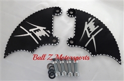 99-07 Hayabusa Black/Silver 3D Engraved & Ball Cut Front Brake Caliper Covers