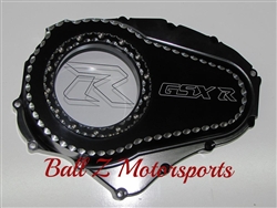 Custom Black/Silver Ball Cut 09-15 GSXR 1000 See Through Clutch Cover