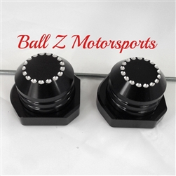 Black/Silver Ball Cut Rear Axle Caps with Adjuster Blocks