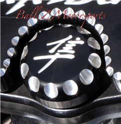 Black Ball Cut Silver Kanji Engraved Stem/Yoke Cap