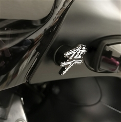 2PC Hayabusa Custom 3D Black/Silver Engraved & Ball Cut Windscreen Bolts w/Stainless Steel Threads