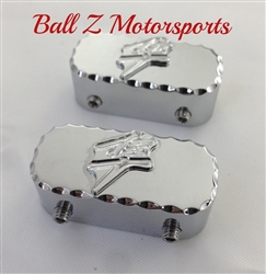 Hayabusa Chrome 3D Engraved Ball Cut Front Fork/Axle Pinch Bolt Caps/Covers