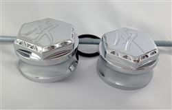 Hayabusa Chrome 3D Hex Pocket Engraved Front Axle Caps w/Ball Cut Edges