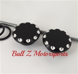 Hayabusa Black/Silver Ball Cut Front Axle Caps