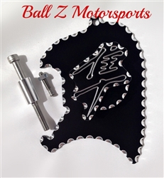 99-07 Hayabusa Black Anodized Silver Ball Cut 3D Engraved Front Sprocket & Speed Sensor Cover