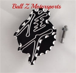Hayabusa Huge 3D Black/Silver Engraved & Ball Cut Front Sprocket Speed Sensor Cover