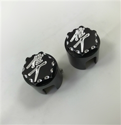 Hayabusa Black/Silver 3D Hex Engraved Brake & Clutch Mastercylinder Line Banjo Bolt Caps