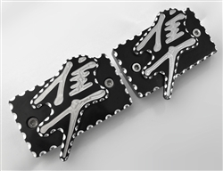 1999-2020 Hayabusa Black Anodized 3D Silver Pocket Engraved & Ball Cut Brake & Clutch Reservoir Caps