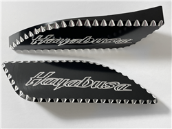 Hayabusa Black Silver Engraved & Ball Cut Side Tank Pads