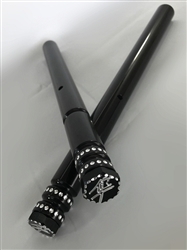 Hayabusa Custom Hex Black Anodized Grooved LH & RH Handle Bars w/Silver Ball Cut Edges