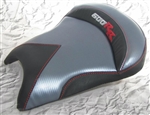 Custom Honda CBR 600RR Front Seat Charcoal Carbon Fiber w/Silver & Red Embroidering