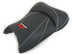 "New Image" Black Carbon Fiber GSXR 600/750/1000 Custom Shaped & Covered Front Seat w/Red & Chrome Embroidering
