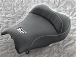 Custom GSXR 600/750/1000 Front Seat Black Carbon Fiber & Black/Silver Embroidering