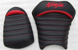 250R Ninja "New Image" Carbon Fiber Red Pin & Tuck Custom Driver and Passenger Seats