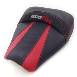 Custom Honda CBR 600RR Front Seat Black & Red Carbon Fiber w/Red & Silver Embroidering
