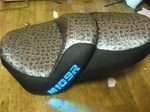 Suzuki M109R Custom Shaped and Covered ICE Blue LED Loglow Lighted Gator Front & Rear Seat