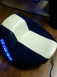 Suzuki M109R Custom  Shaped and Covered Blue LED Loglow Lighted Racing Stripe Seat