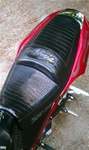 ZX-14 Ninja Custom Shaped Loglow Seats, Alligator Covered, Embroidered With Built In Red LED Lights Black Seat