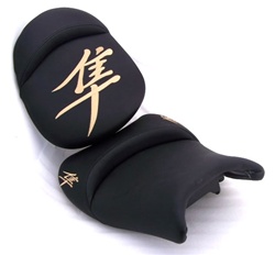 Custom Hayabusa Black/Tan Embroidered Front & Rear Seats