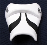 White with 2 Black Embroidered Kanji Logos and Black Swooshes