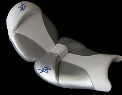 Custom Hayabusa Front & Rear Seats White & Silver w/Blue Embroidering