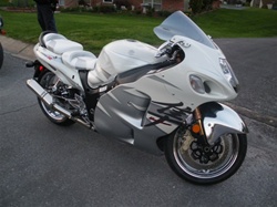 Custom Hayabusa Front & Rear Seats White & Silver w/Silver Embroidering