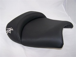 Custom Shaped Black Carbon Fiber Hayabusa Front Seat w/Chrome Embroidering