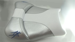 Custom Shaped/Covered Hayabusa White/Silver/Blue Driver Seat