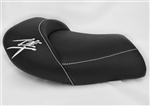 Hayabusa Custom Shaped Covered & Chrome Embroidered Front Seat w/White Stitching