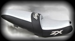"New Image" Custom Shaped  ZX-14 Seat Black w/Silver & Chrome Embroidering (Silver Ostrich NO LONGER AVAILABLE)
