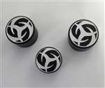 99-07 Hayabusa Black/Silver Pocketed Engraved Tribal Tattoo Fork & Yoke Caps
