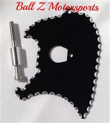 99-07 Hayabusa Black Front Sprocket Cover Plate w/Silver Ball Cut Edges