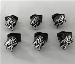 6PC Hayabusa Custom 3D Black/Silver Engraved & Ball Cut Undertail Bolts w/Stainless Steel Threads