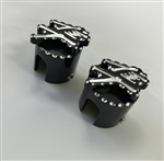 Hayabusa Black/Silver 3D Engraved Brake & Clutch Mastercylinder Line Banjo Bolt Caps