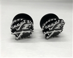 2-Hayabusa Black And Silver 3D Engraved Exhaust Hanger Peg Plug With Ball Cut Edges