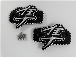 2022-Up Hayabusa Black Anodized 3D Silver Pocket Engraved & Ball Cut Brake & Clutch Reservoir Caps