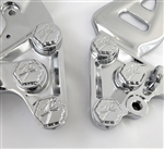 Hayabusa Chrome 3D Hex Engraved Front Peg Bracket Mounting Bolts & Covers w/Ball Cut Edges