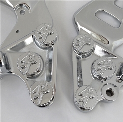 Hayabusa Chrome 3D Kanji Pocketed Engraved Front Peg Bracket Mounting Bolts & Covers w/Ball Cut Edges