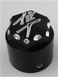 Hayabusa Black Anodized Silver Engraved 3D Hex Kickstand Center Nut Cover w/Ball Cut Edges